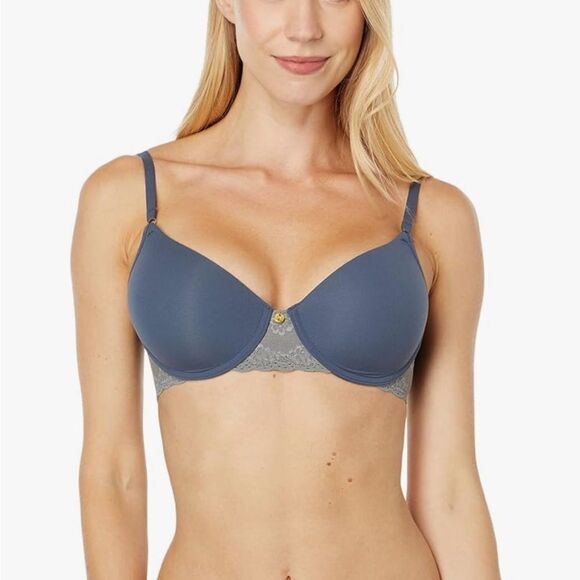 NWOT New Natori Bliss Perfection Contour Underwire Ash/(Grey)/Navy Bra 38C - Picture 1 of 8